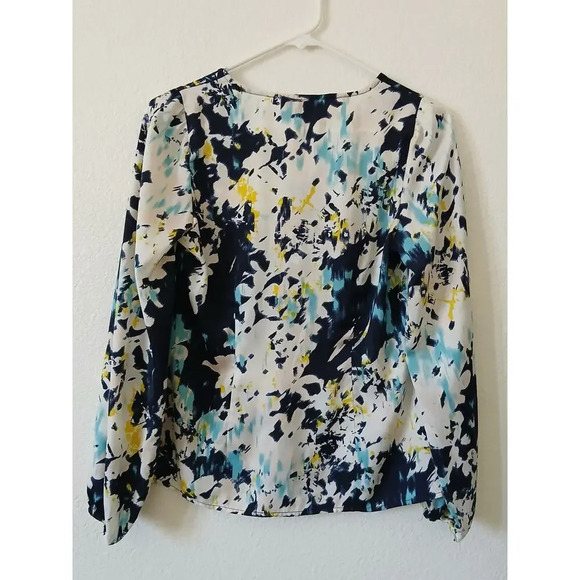 Banana Republic Womens Blouse Adult Small Blue Yellow Flowers - Picture 3 of 12